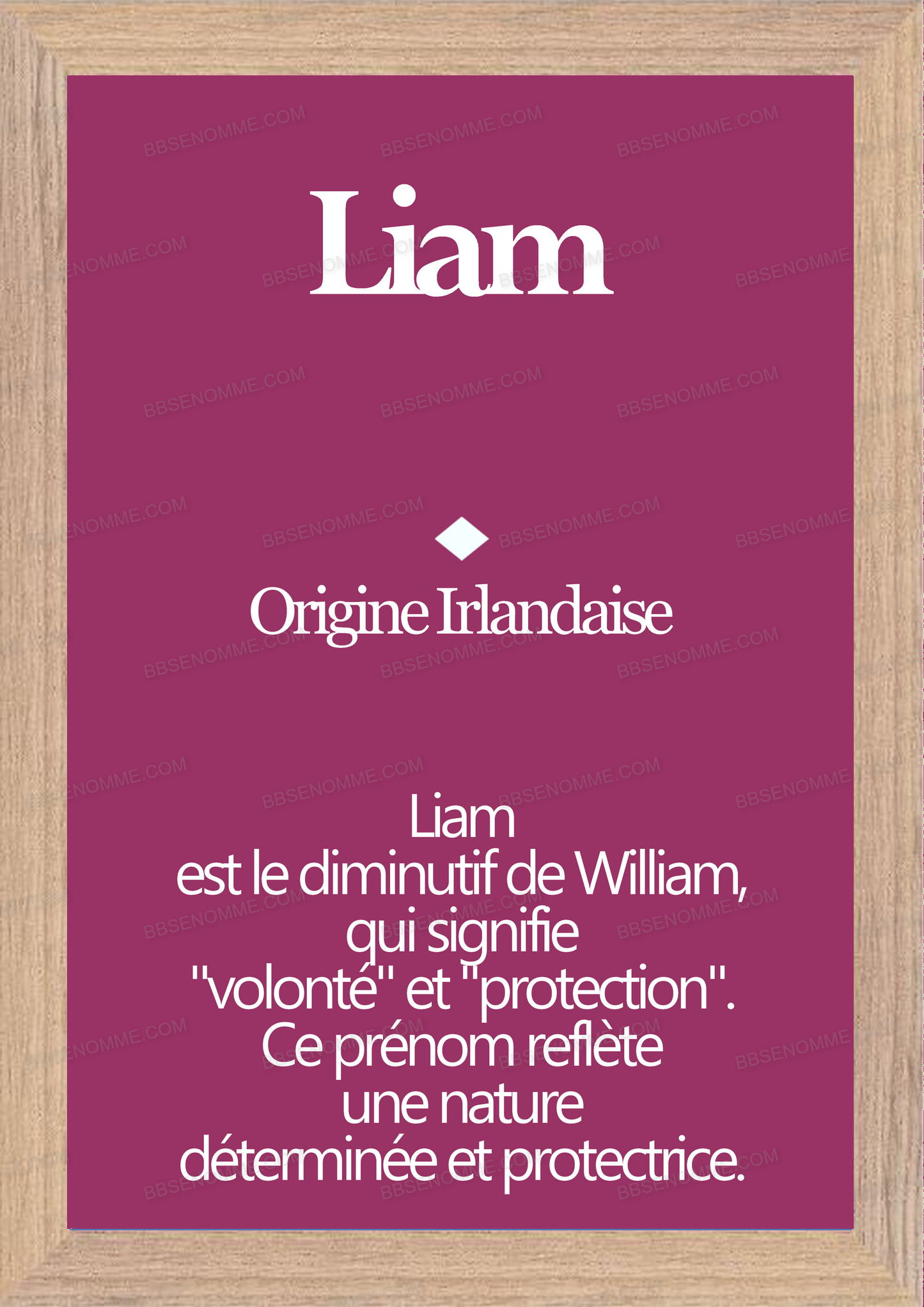 Tableau Prénom Liam Personnalisé - Origine et Signification