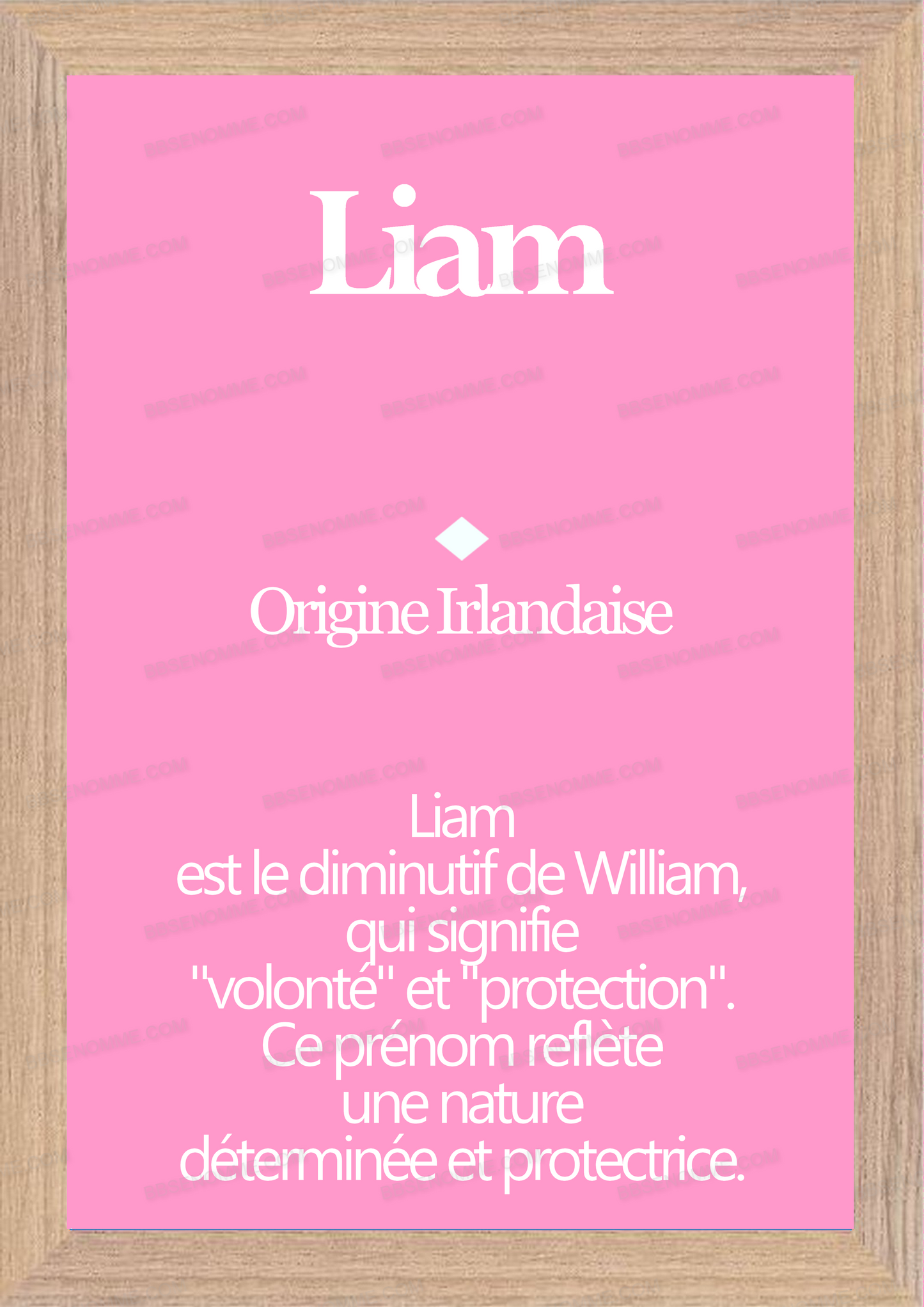 Tableau Prénom Liam Personnalisé - Origine et Signification