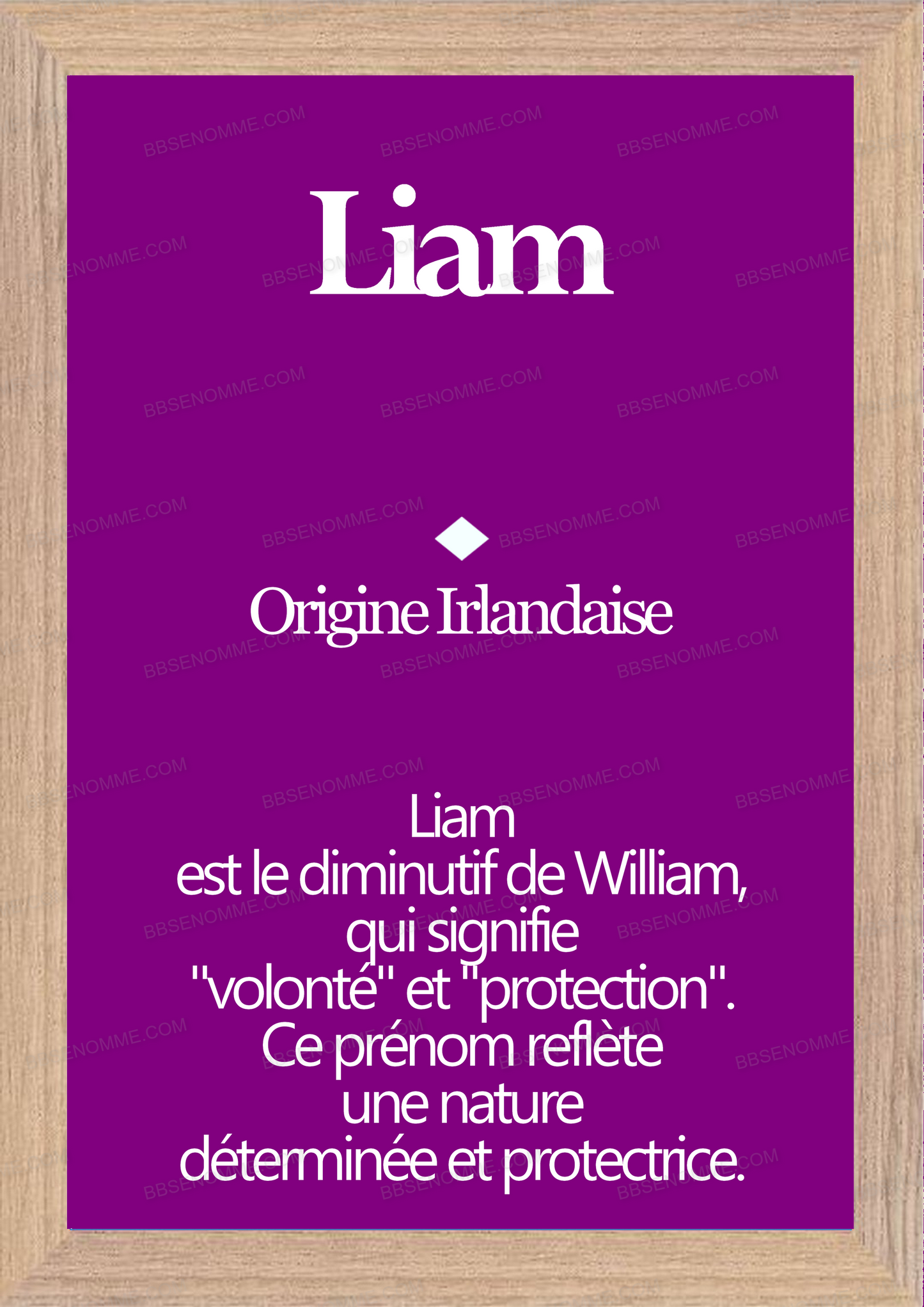 Tableau Prénom Liam Personnalisé - Origine et Signification