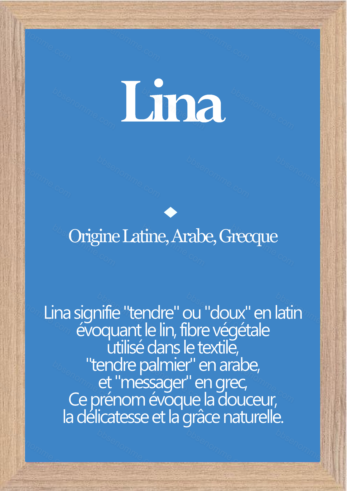 Tableau Prénom Lina Personnalisé - Origine et Signification