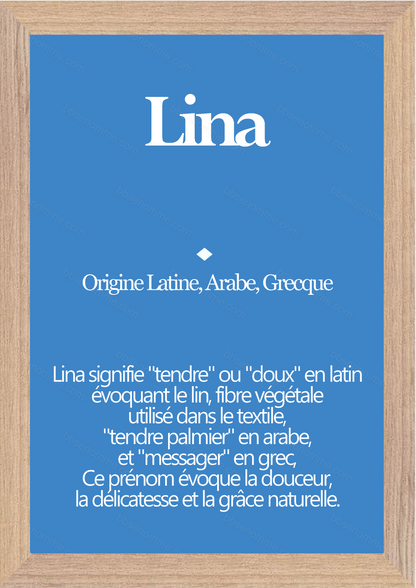 Tableau Prénom Lina Personnalisé - Origine et Signification