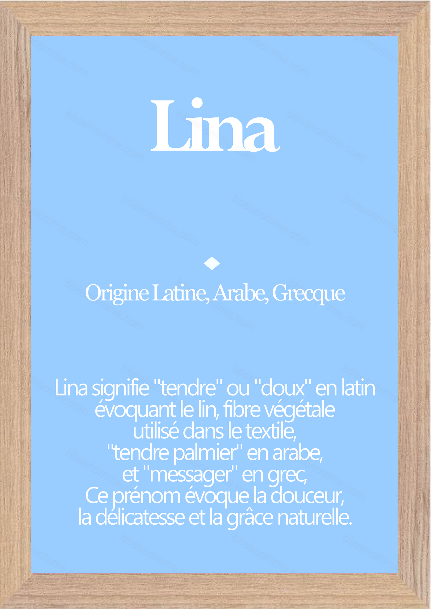 Tableau Prénom Lina Personnalisé - Origine et Signification