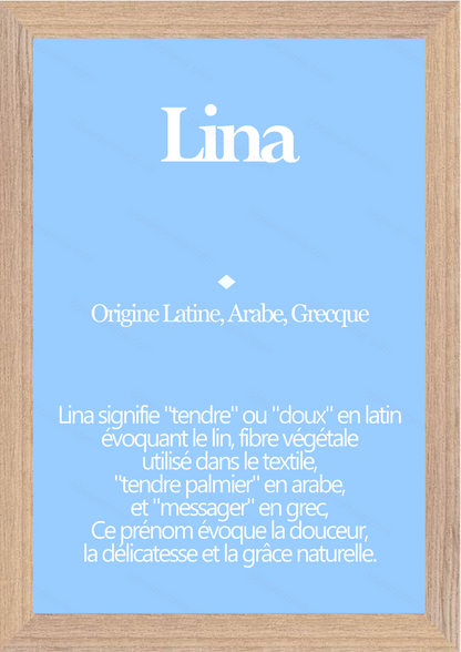 Tableau Prénom Lina Personnalisé - Origine et Signification