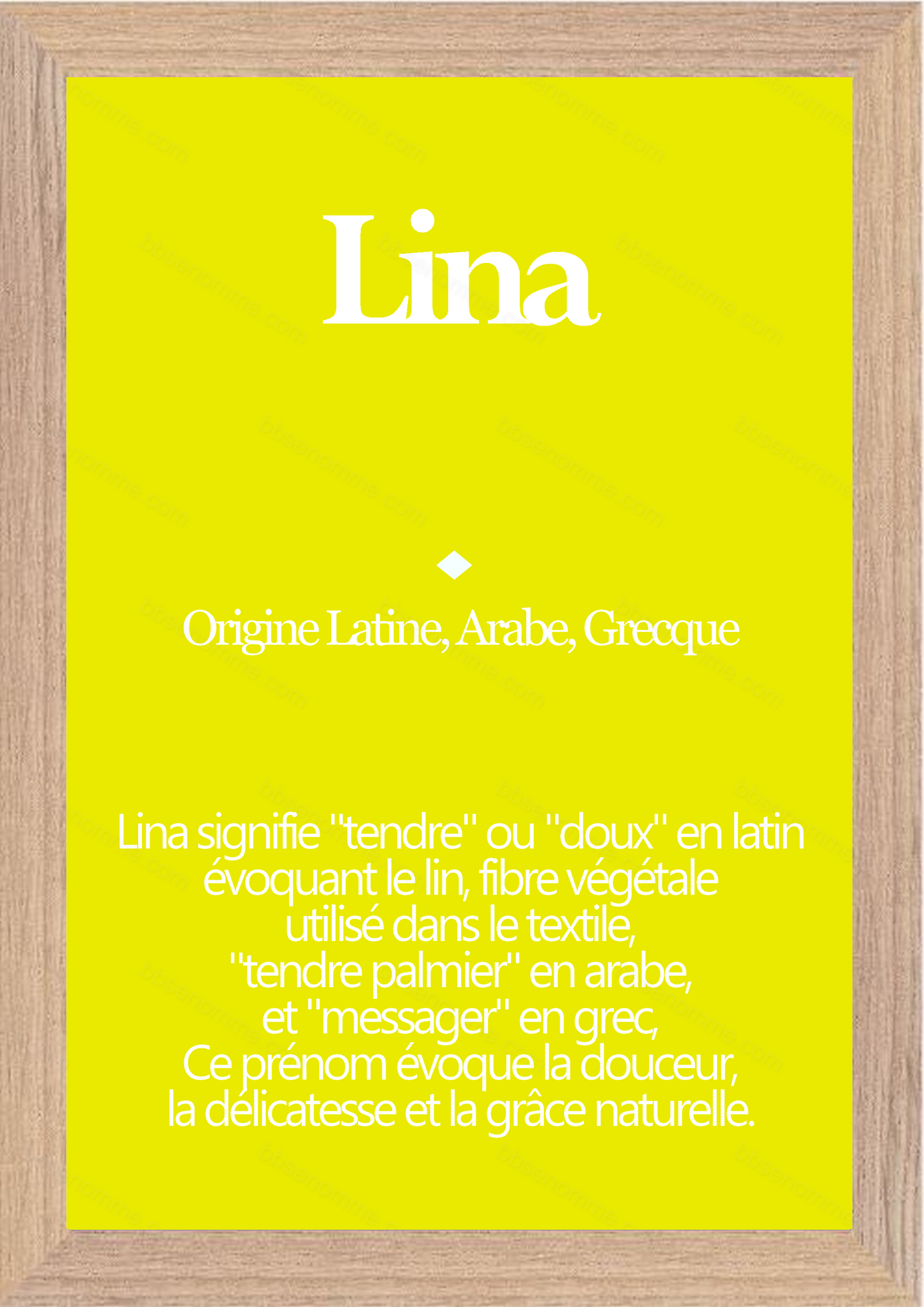 Tableau Prénom Lina Personnalisé - Origine et Signification
