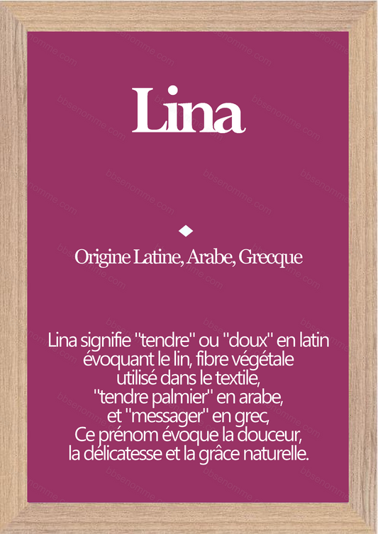 Tableau Prénom Lina Personnalisé - Origine et Signification
