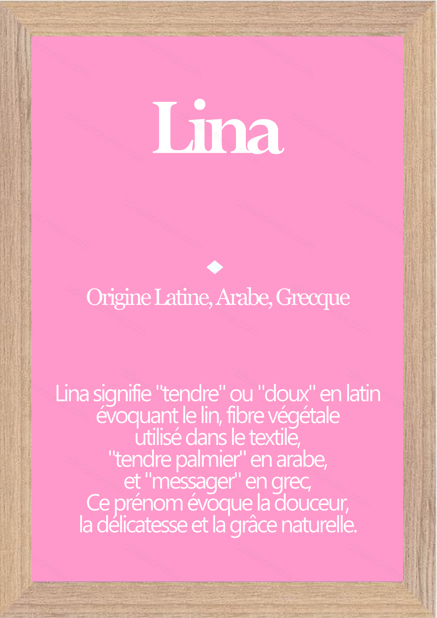 Tableau Prénom Lina Personnalisé - Origine et Signification
