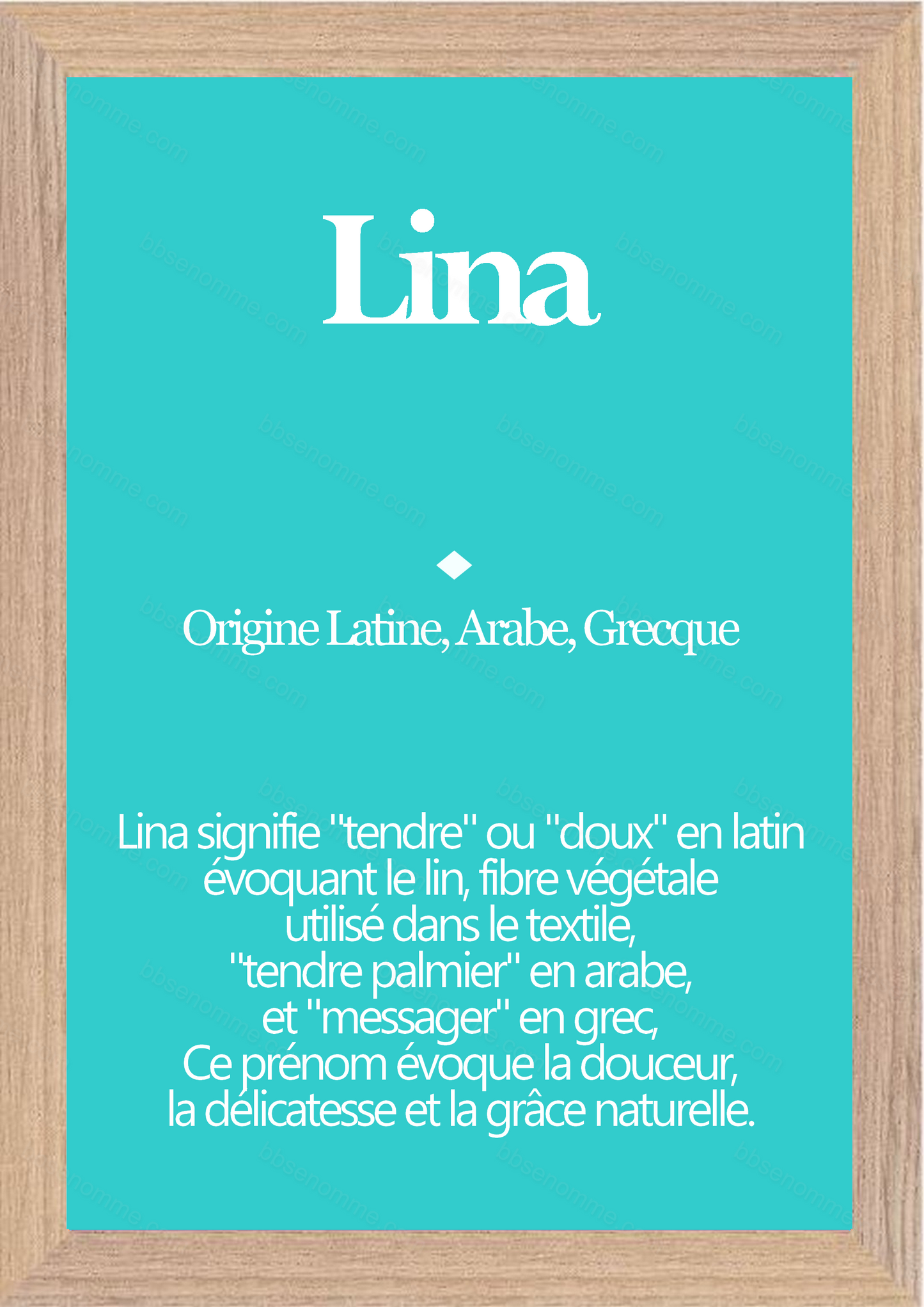 Tableau Prénom Lina Personnalisé - Origine et Signification