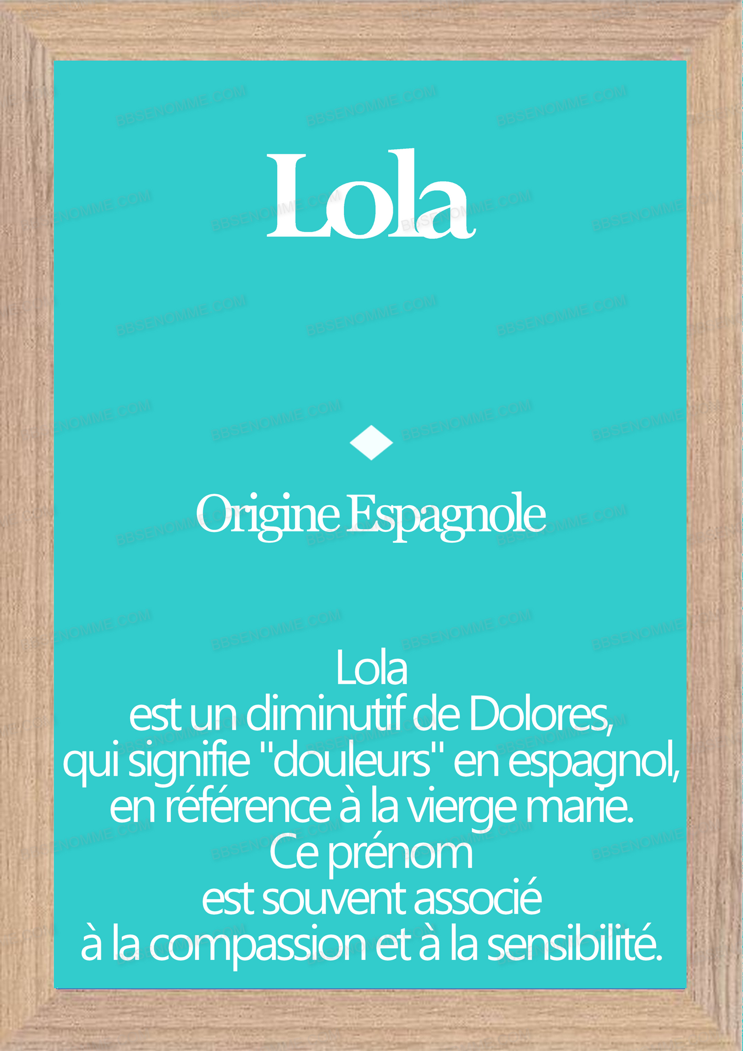 Tableau Prénom Lola Personnalisé - Origine et Signification