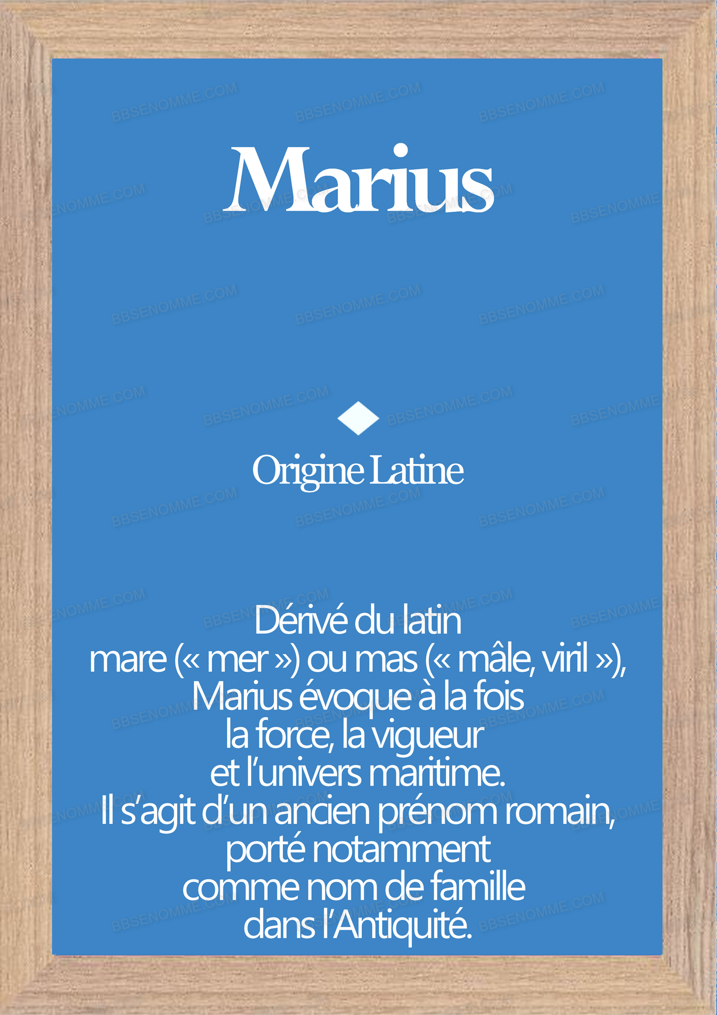 Tableau Prénom Marius Personnalisé - Origine et Signification