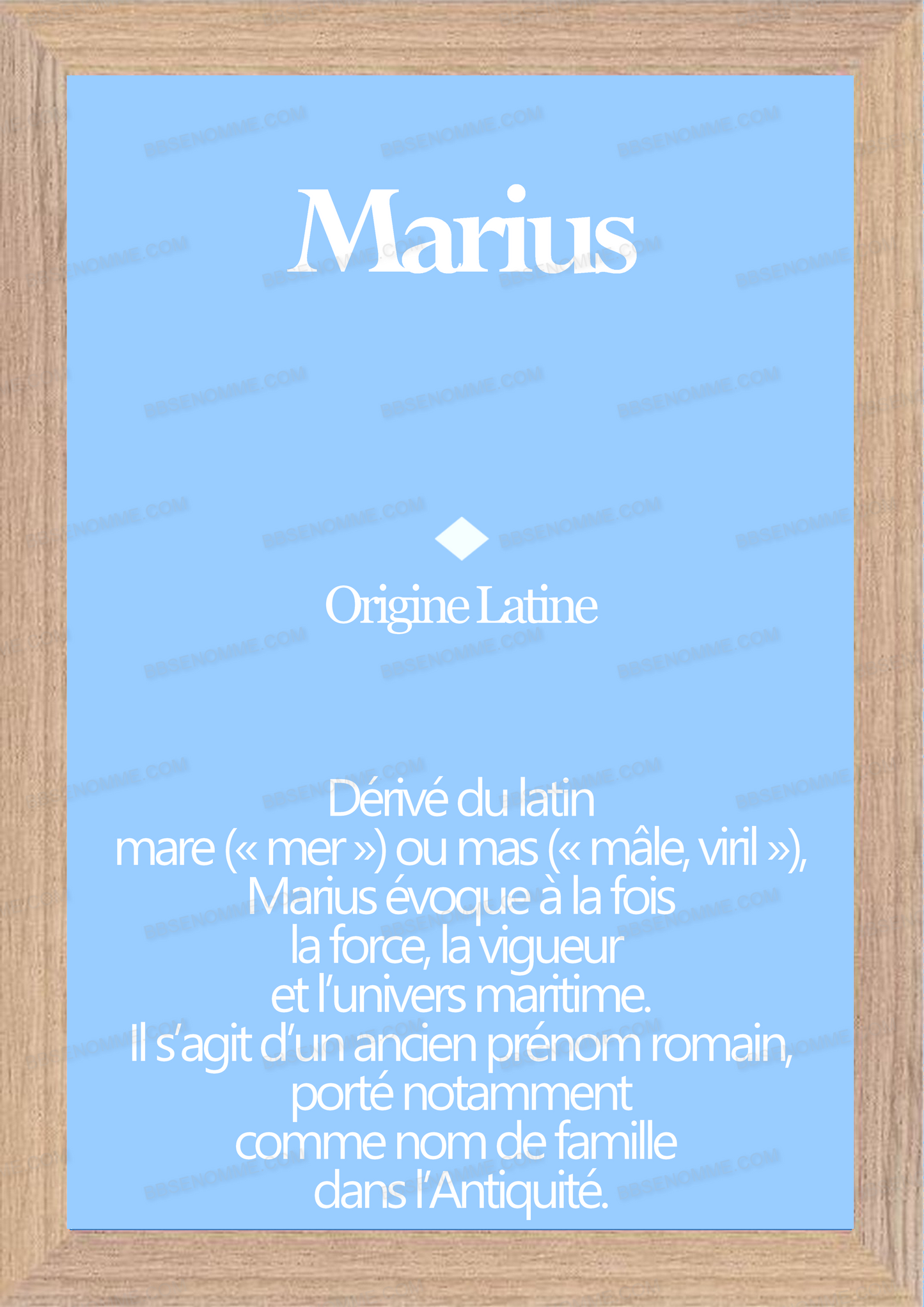 Tableau Prénom Marius Personnalisé - Origine et Signification