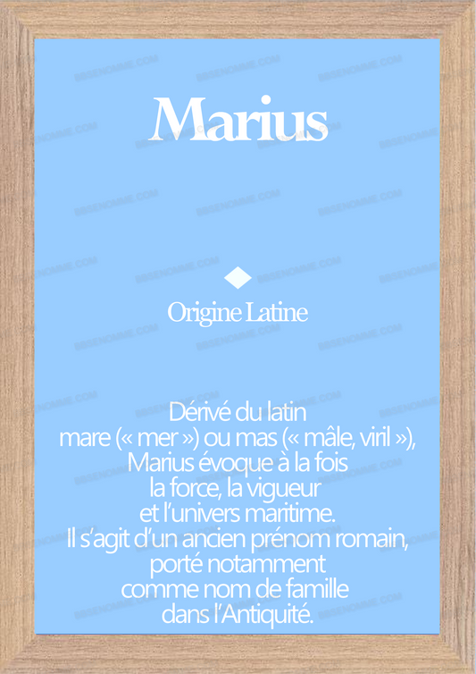 Tableau Prénom Marius Personnalisé - Origine et Signification