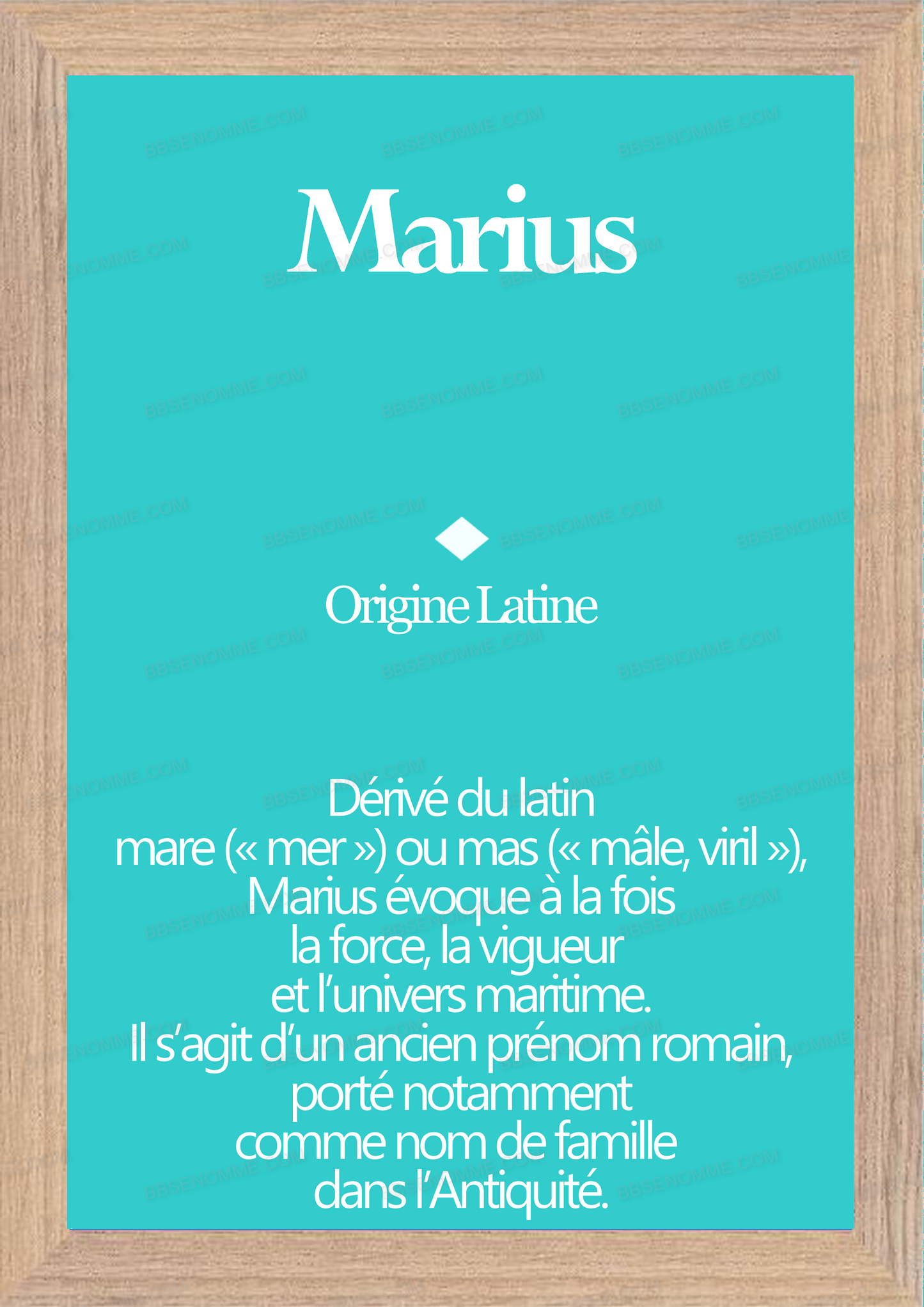 Tableau Prénom Marius Personnalisé - Origine et Signification