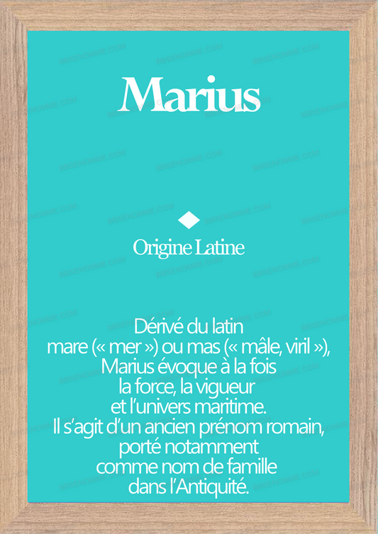 Tableau Prénom Marius Personnalisé - Origine et Signification