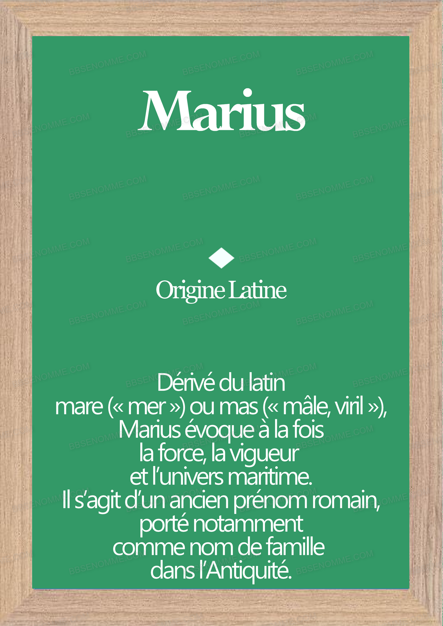 Tableau Prénom Marius Personnalisé - Origine et Signification