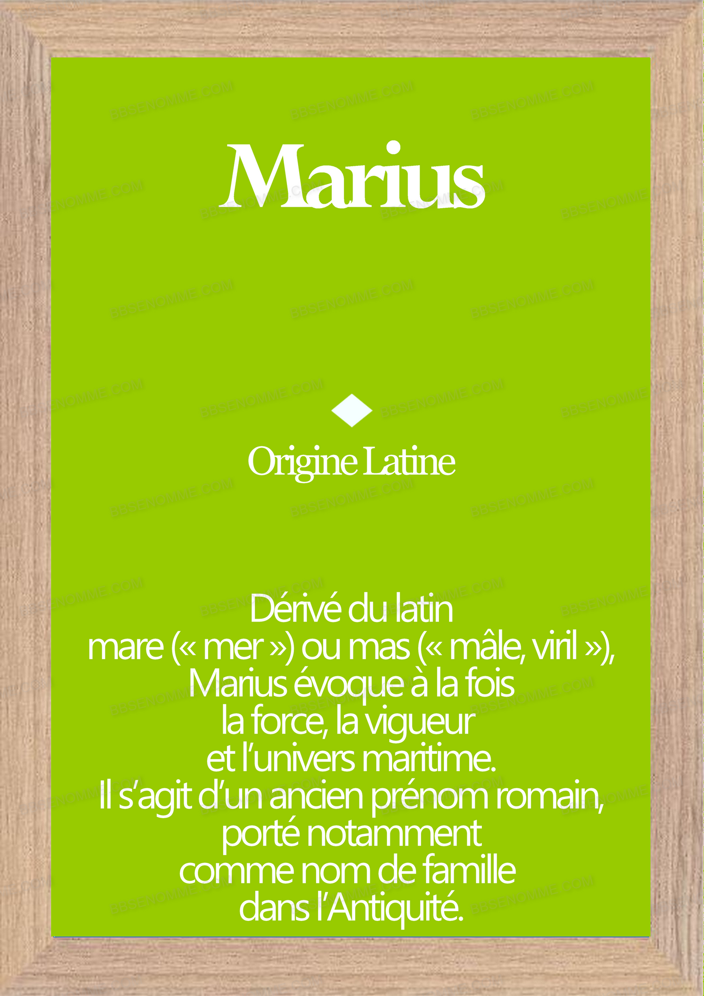 Tableau Prénom Marius Personnalisé - Origine et Signification