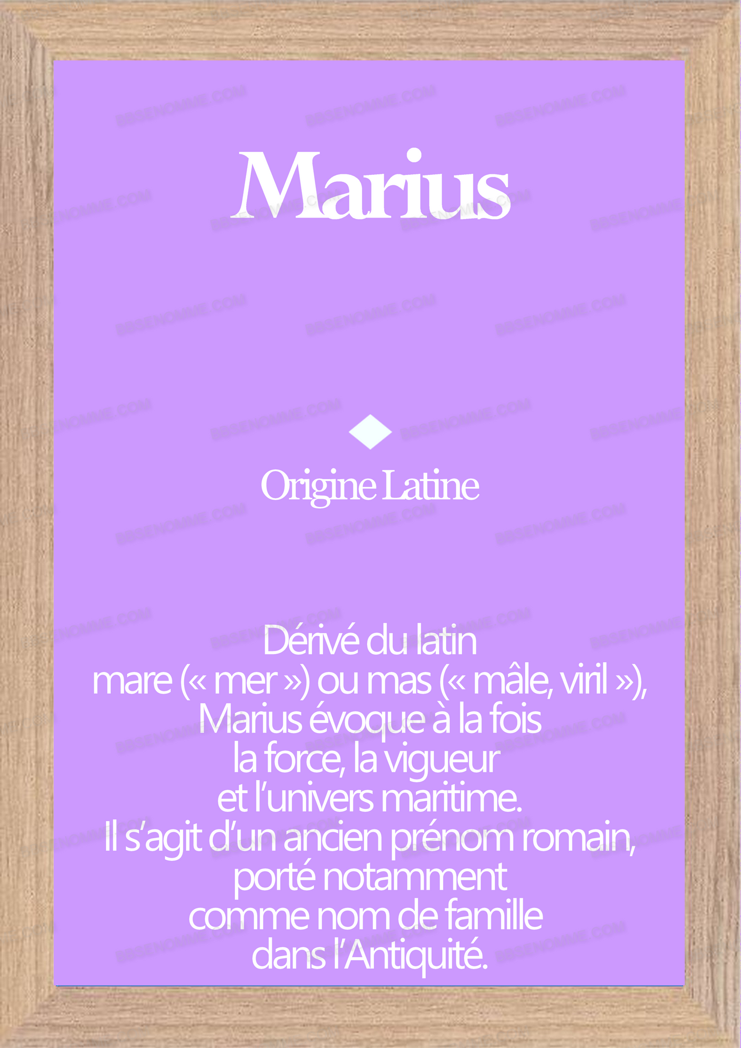 Tableau Prénom Marius Personnalisé - Origine et Signification