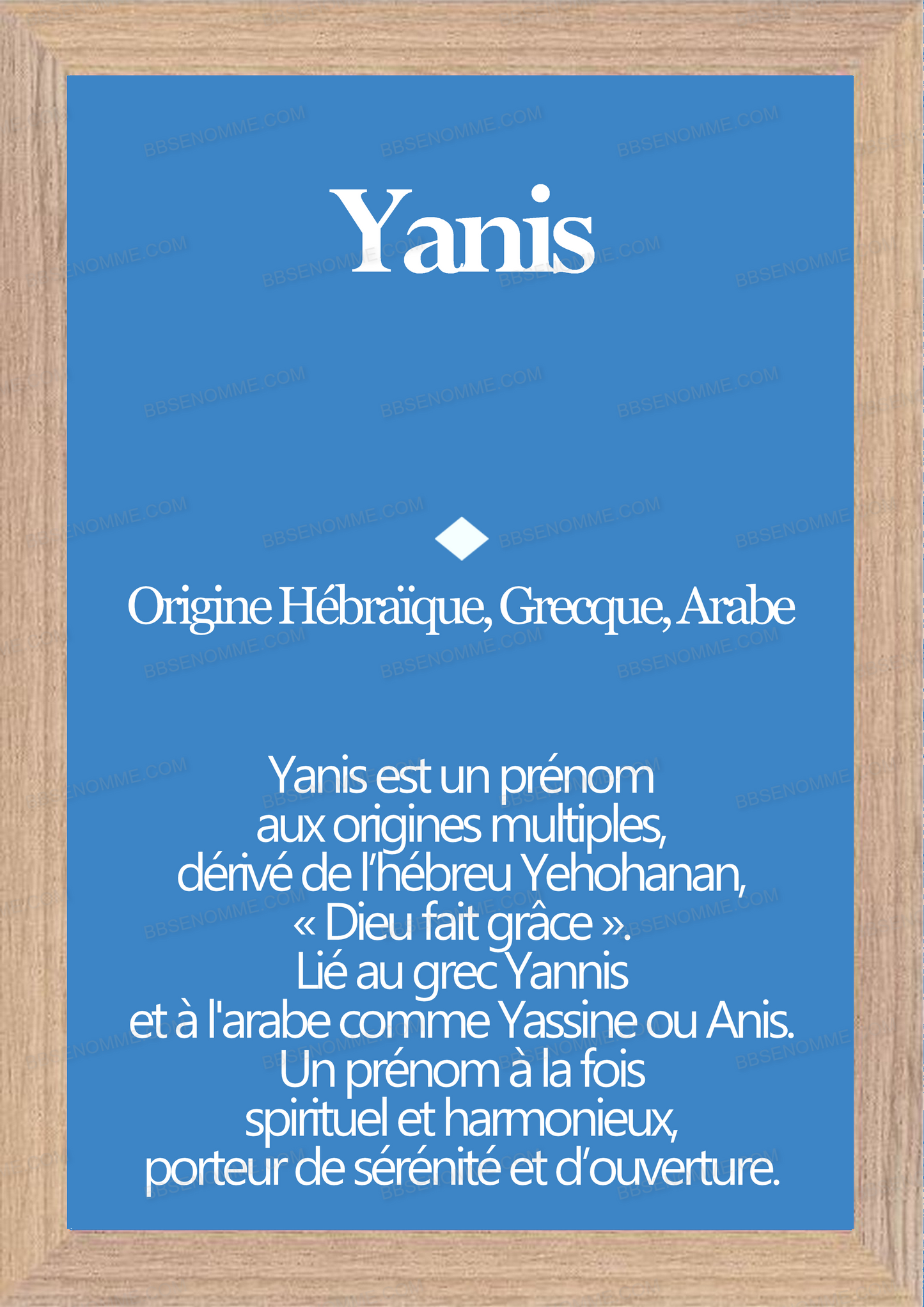 Tableau Prénom Yanis Personnalisé - Origine et Signification