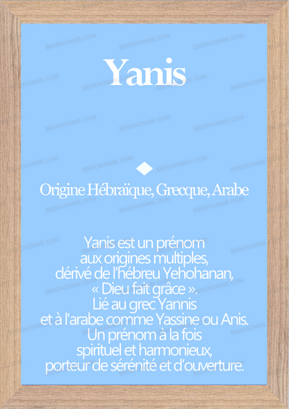 Tableau Prénom Yanis Personnalisé - Origine et Signification