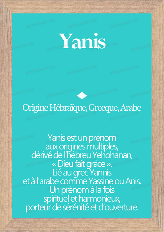 Tableau Prénom Yanis Personnalisé - Origine et Signification